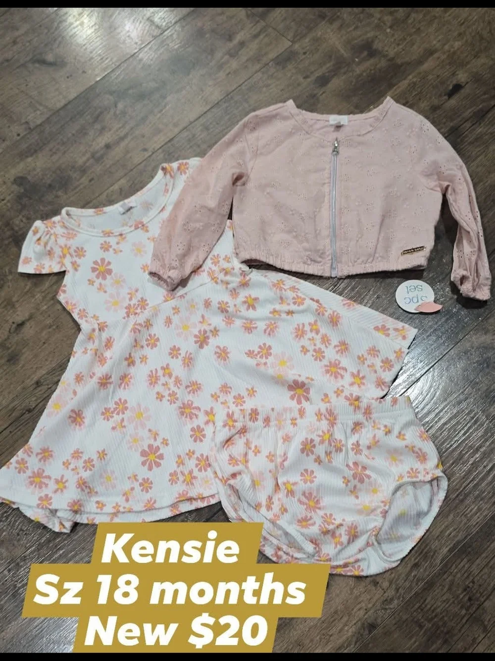 Kenzie Baby Girl Floral Dress Set with Light Pink Jacket Sz 18 Months NEW